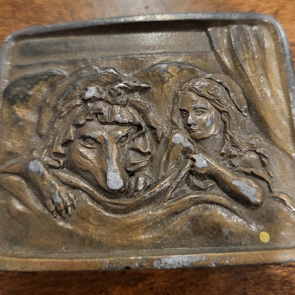 Vintage 1970s Indiana Metal Craft Little Red Riding Hood Bad Wolf Belt Buckle - Picture 2 of 6